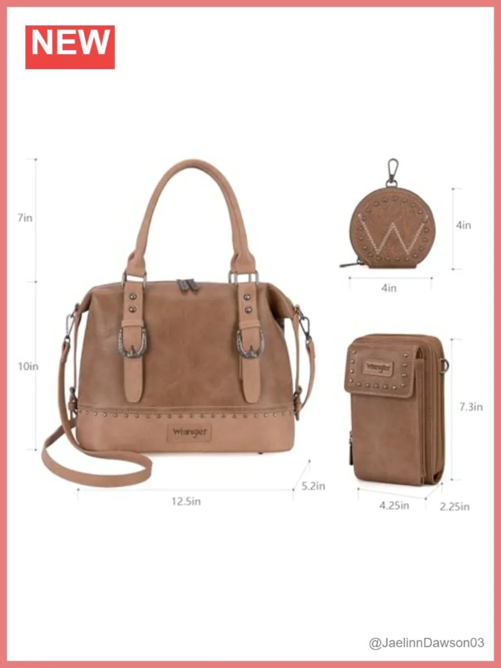 Wrangler by Montana West Women's 3-Piece Handbag Set Vegan Leather Doctor Bag